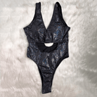 Kobine Women's Grunge Snakeskin Print Plunge V Cutout One-Piece Swimsuit