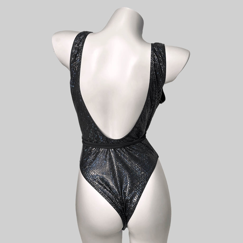 Kobine Women's Grunge Snakeskin Print Plunge V Cutout One-Piece Swimsuit