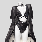 Kobine Women's Grunge Snakeskin Print Plunge V Cutout One-Piece Swimsuit