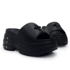 Kobine Women's Grunge Star Studded Chunky Sole Slide Sandals