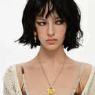 Kobine Women's Grunge Sun Cat Earrings