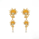Kobine Women's Grunge Sun Cat Earrings