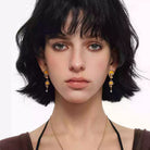 Kobine Women's Grunge Sun Cat Earrings