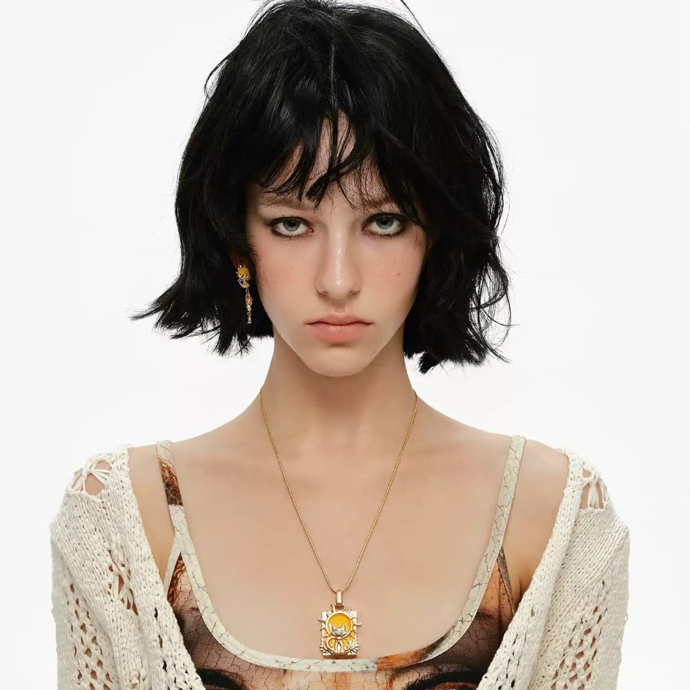 Kobine Women's Grunge Sun Cat Pendant Necklace