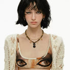 Kobine Women's Grunge Two-layer Cat Cross Necklace