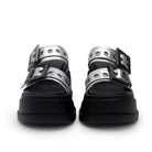 Kobine Women's Grunge Two‑Tone Buckle Strap Wedge Slide Sandals