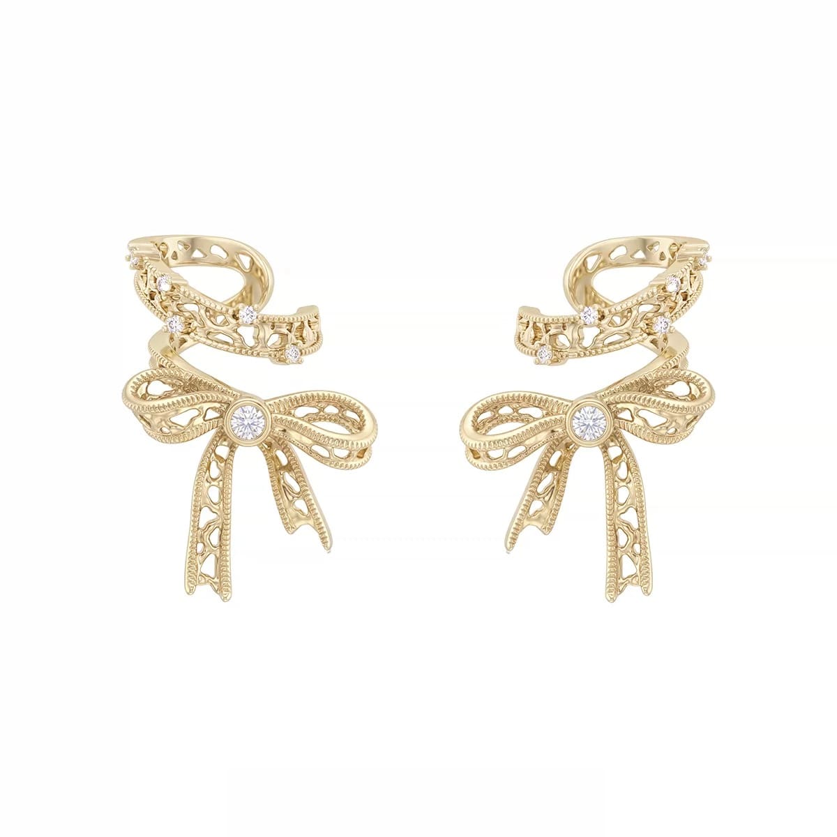 Kobine Women's Grunge Vintage Cutout Bowknot Earrings