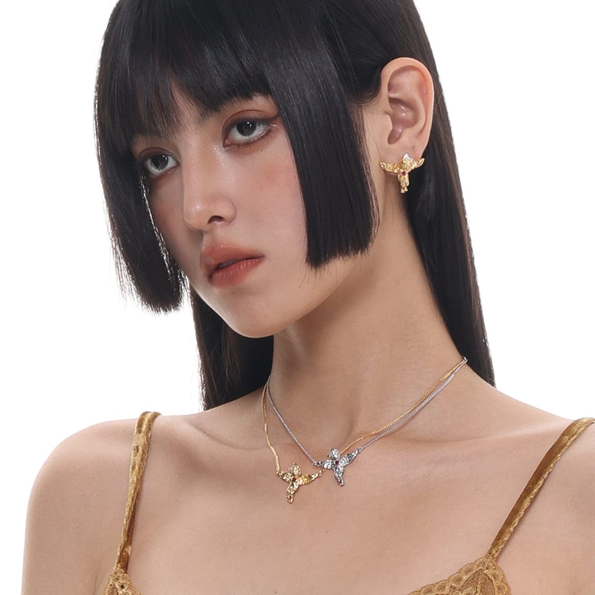 Kobine Women's Punk Angel Necklace