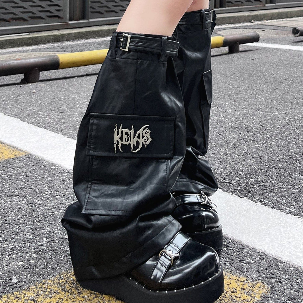 Kobine Women's Punk Big-pocket Faux Leather Spats