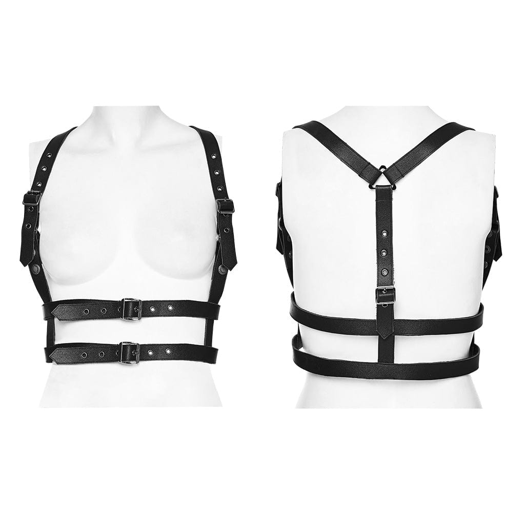 Kobine Women's Punk Buckle Faux Leather Body Harness