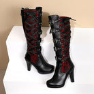 Kobine Women's Punk Buckled Lace-up High Boots