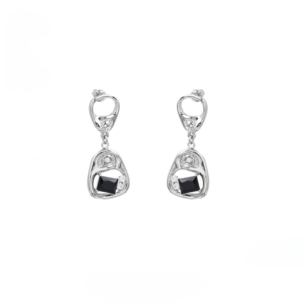 Kobine Women's Punk Can Opening Diamante Earrings