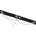 Kobine Women's Punk Cross Buckle Choker with Chain