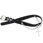 Kobine Women's Punk Cross Buckle Choker with Chain