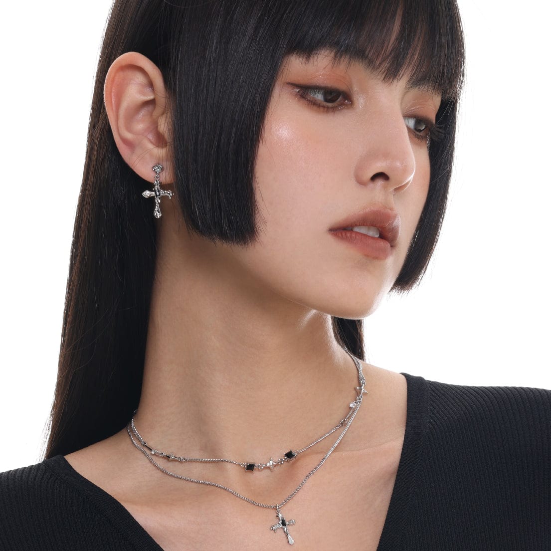 Kobine Women's Punk Cross Earrings