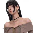 Kobine Women's Punk Cross Layered Choker