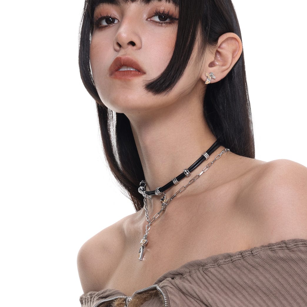 Kobine Women's Punk Cross Layered Choker