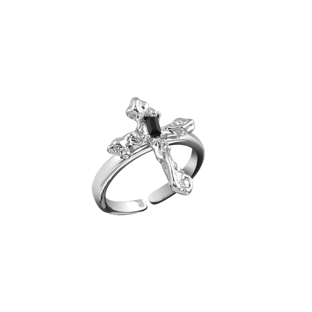 Kobine Women's Punk Cross Open Ring