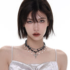 Kobine Women's Punk Cross Two-layer Pearl Necklace