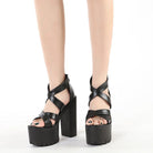 Kobine Women's Punk Crossed Zipped Chunky Heel Sandals