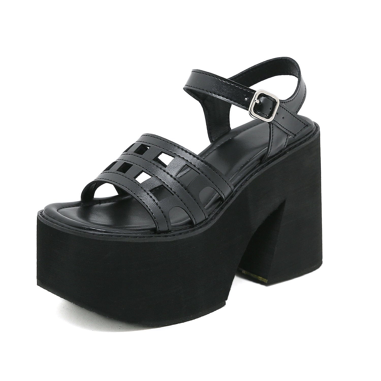 Kobine Women's Punk Cutout Buckle Platform Sandals