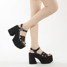Kobine Women's Punk Cutout Buckle Platform Sandals