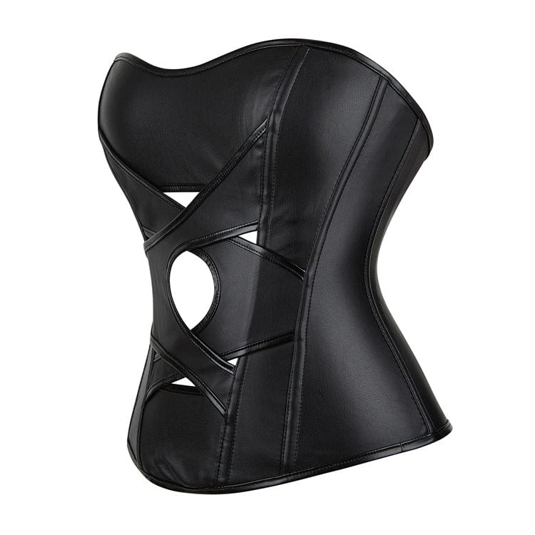 Kobine Women's Punk Cutout Faux Leather Overbust Corset