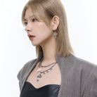 Kobine Women's Punk Floral Cross Layered Pearl Necklace