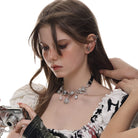 Kobine Women's Punk Floral Pearl Necklace