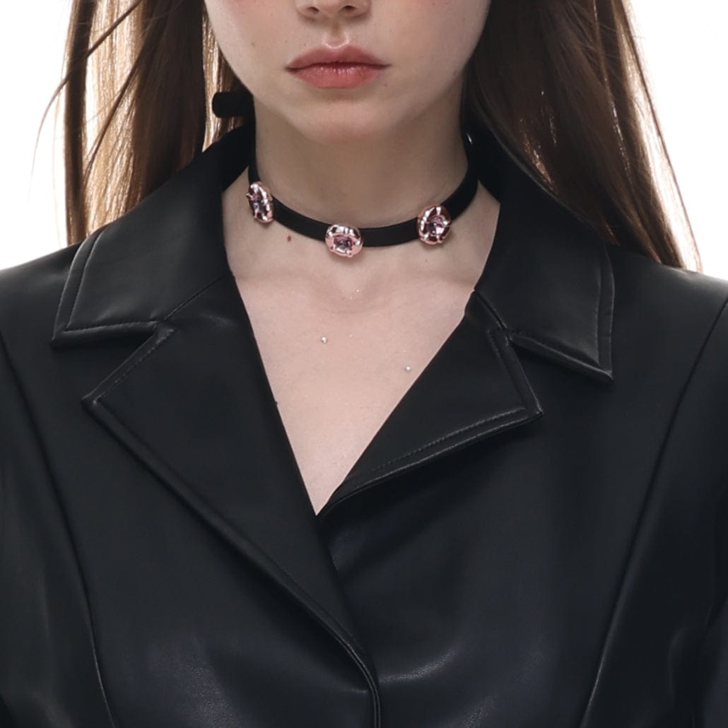 Kobine Women's Punk Flowers Buckle Choker