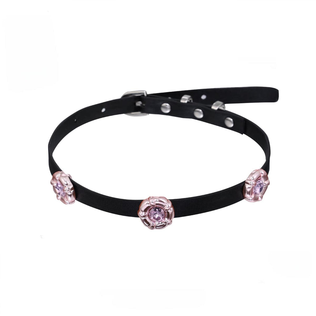 Kobine Women's Punk Flowers Buckle Choker