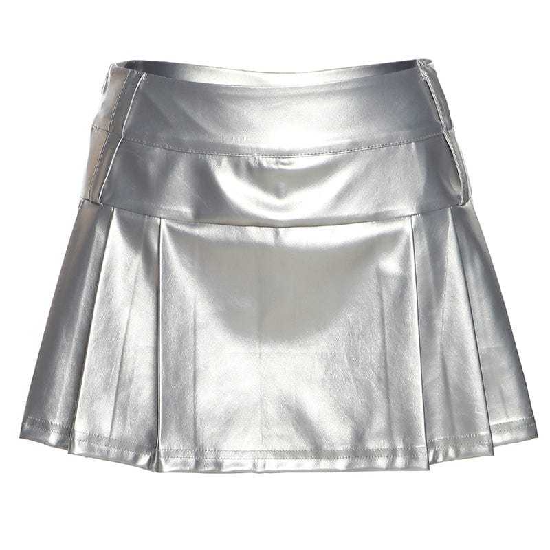 Kobine Women's Punk Glistening Pleated Skirt