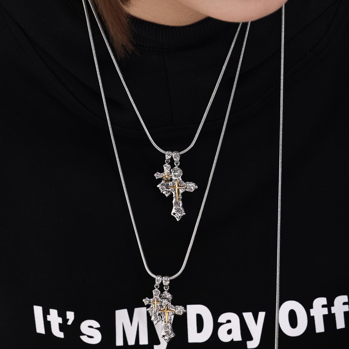 Kobine Women's Punk Graffiti Cross Necklace