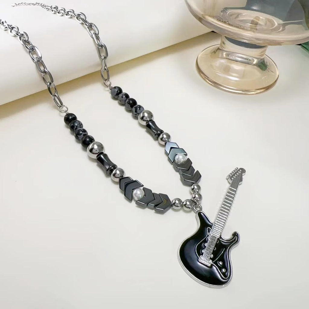 Kobine Women's Punk Guitar Pendant Choker