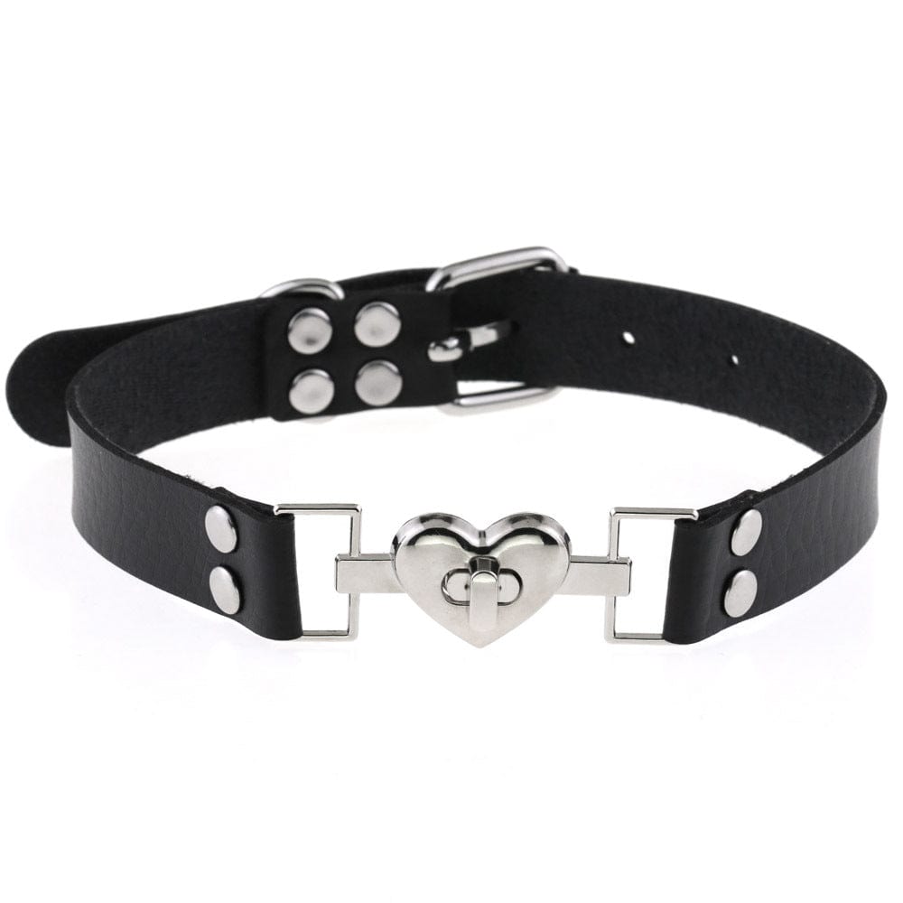 Kobine Women's Punk Heart Buckle Choker