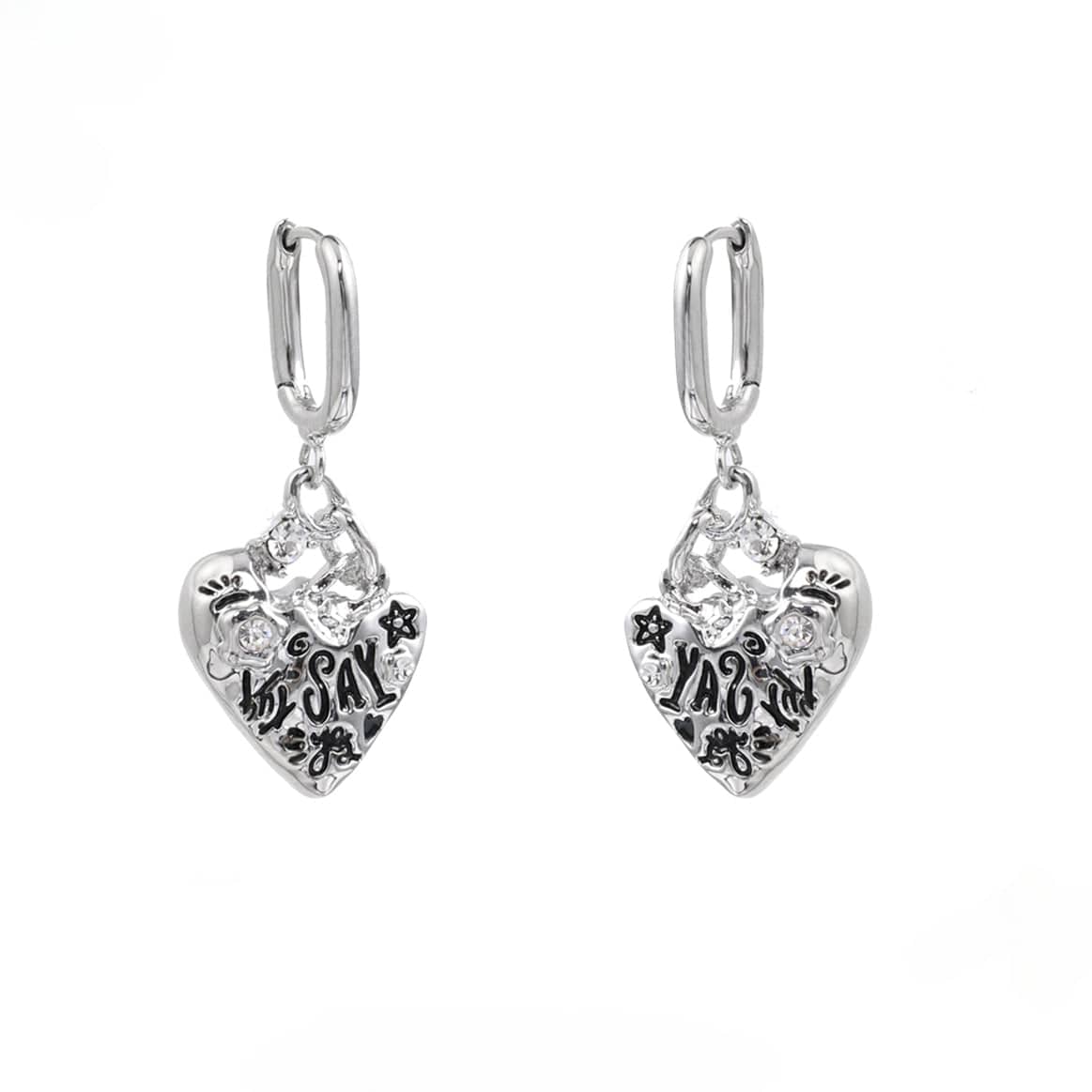 Kobine Women's Punk Heart Graffiti Earrings