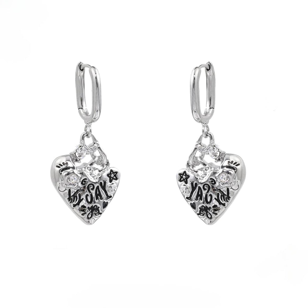 Kobine Women's Punk Heart Graffiti Earrings