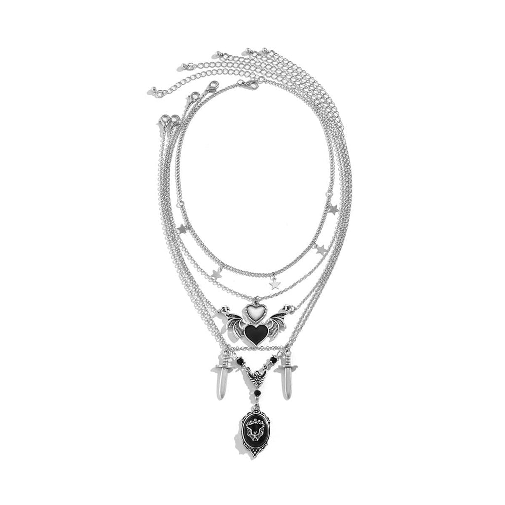 Kobine Women's Punk Heart Layered Chain Choker