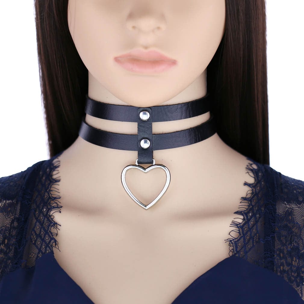 Kobine Women's Punk Heart Layered Choker