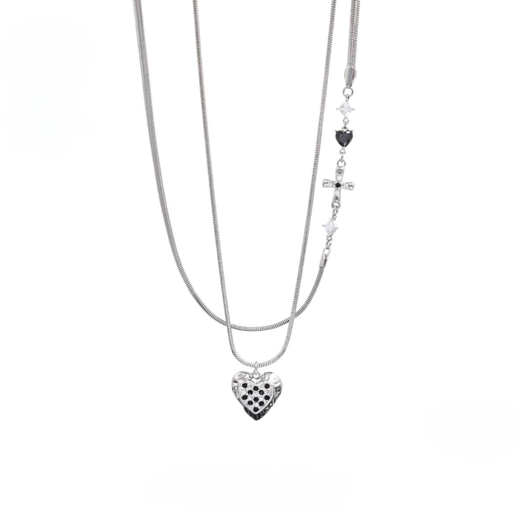 Kobine Women's Punk Heart Multi-layered Necklace