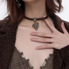 Kobine Women's Punk Heart Rose Distressed Choker