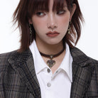 Kobine Women's Punk Heart Rose Distressed Choker