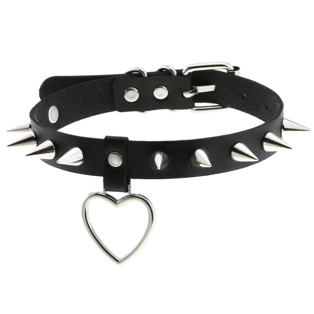 Kobine Women's Punk Heart Studded Choker