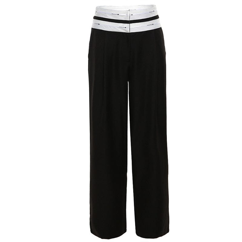 Kobine Women's Punk High-waisted Contrast Color Straight Pants