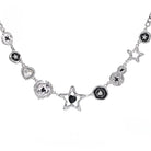 Kobine Women's Punk Irregular Diamante Star Necklace