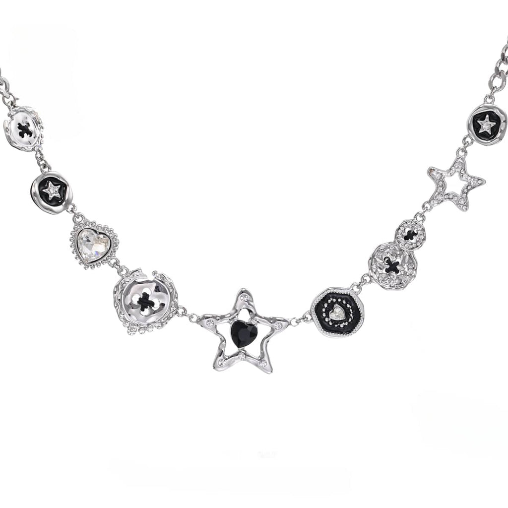 Kobine Women's Punk Irregular Diamante Star Necklace