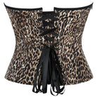Kobine Women's Punk Irregular Leopard Printed Lace-up Overbust Corset