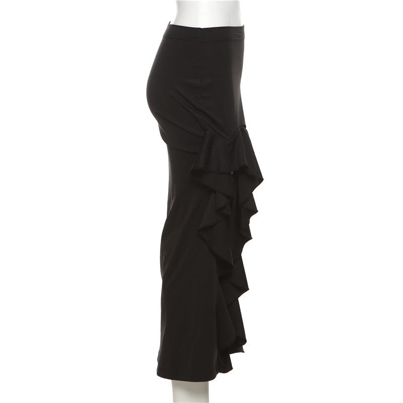 Kobine Women's Punk Irregular Ruffled Split Skirt