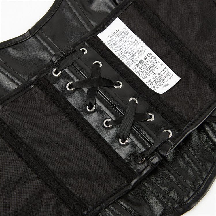 Kobine Women's Punk Lace-up Faux Leather Overbust Corset
