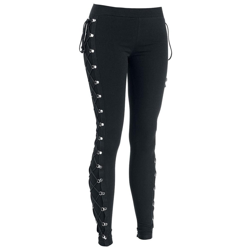 Kobine Women's Punk Lace-up Leggings